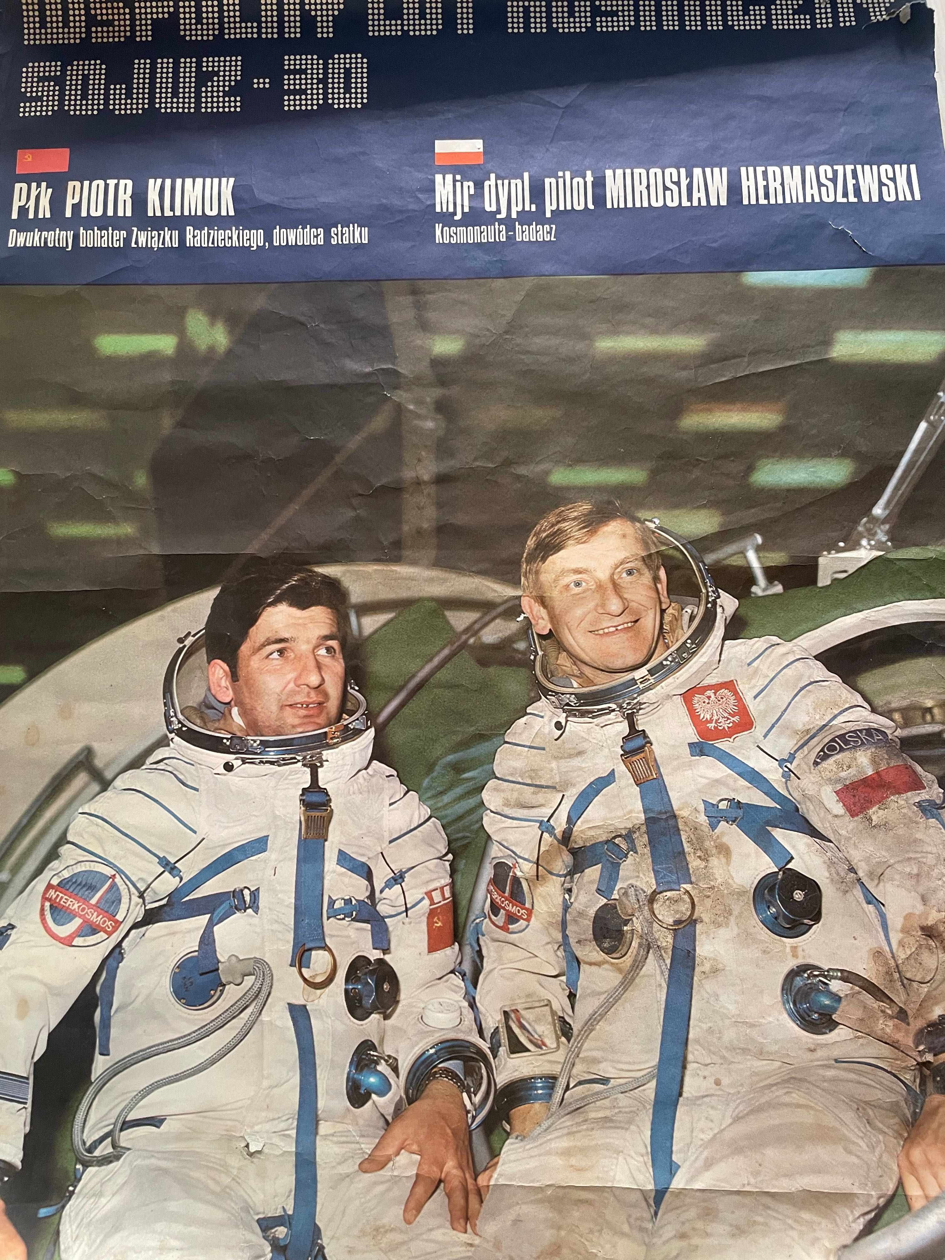 Plakat PRL Interkosmos 78 Hermaszewski Lot kosmiczny Sojuz vintage