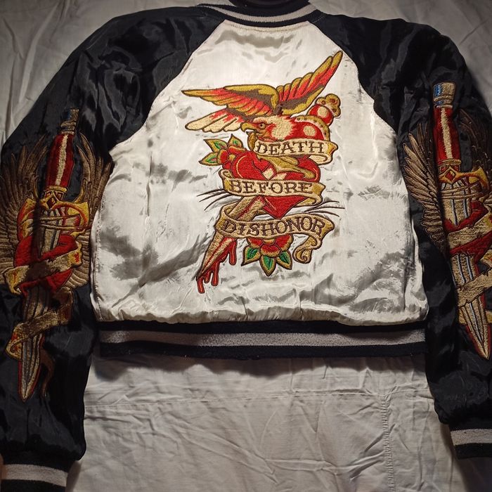 Бомбер r p jacket / reversible / tattoo design / velvet