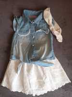 Sukienka, komplet letni dla dziewczynki 98, spódniczka i bluzka