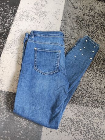 Spodnie dżinsy rurki z perełkami M 38 Orsay