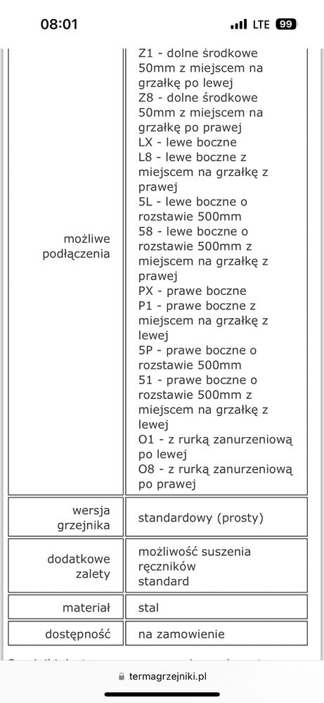 Grzejnik łazienkowy Tytus