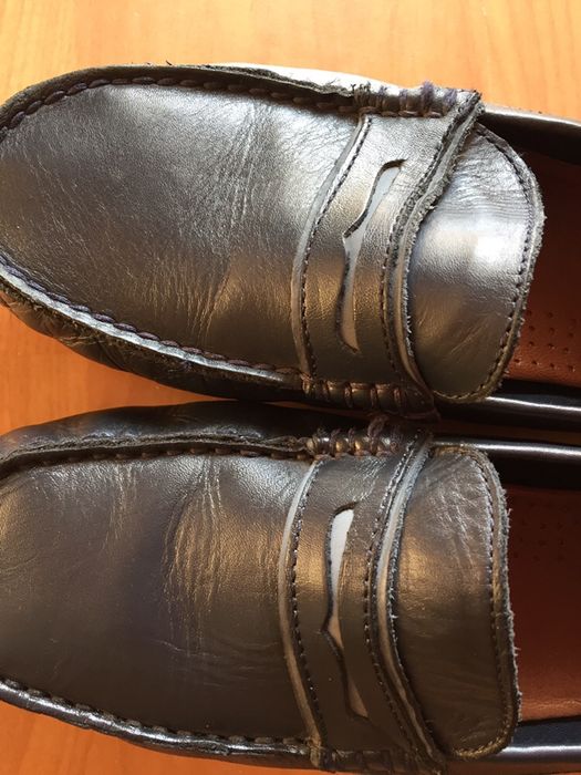 Sapato mocassins em pele azul 38.