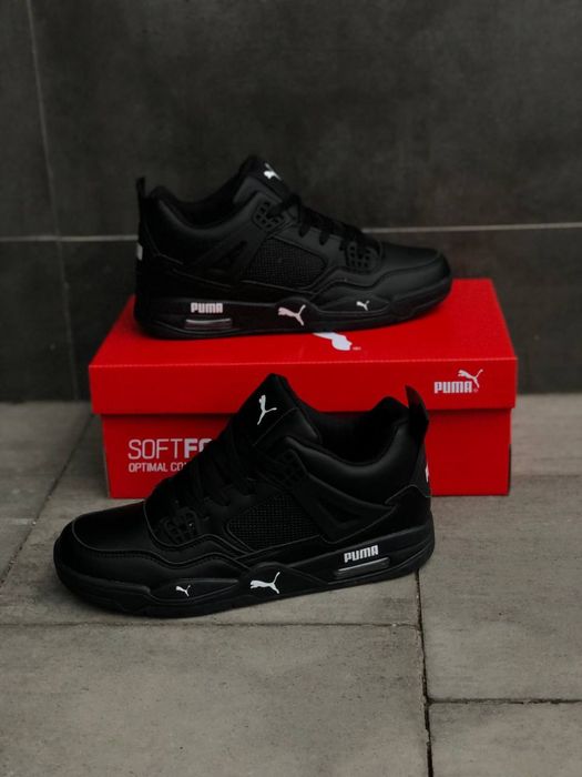 Кожаные кроссовки черные Puma Aura Black / Чоловічі кросівки Пума Аура