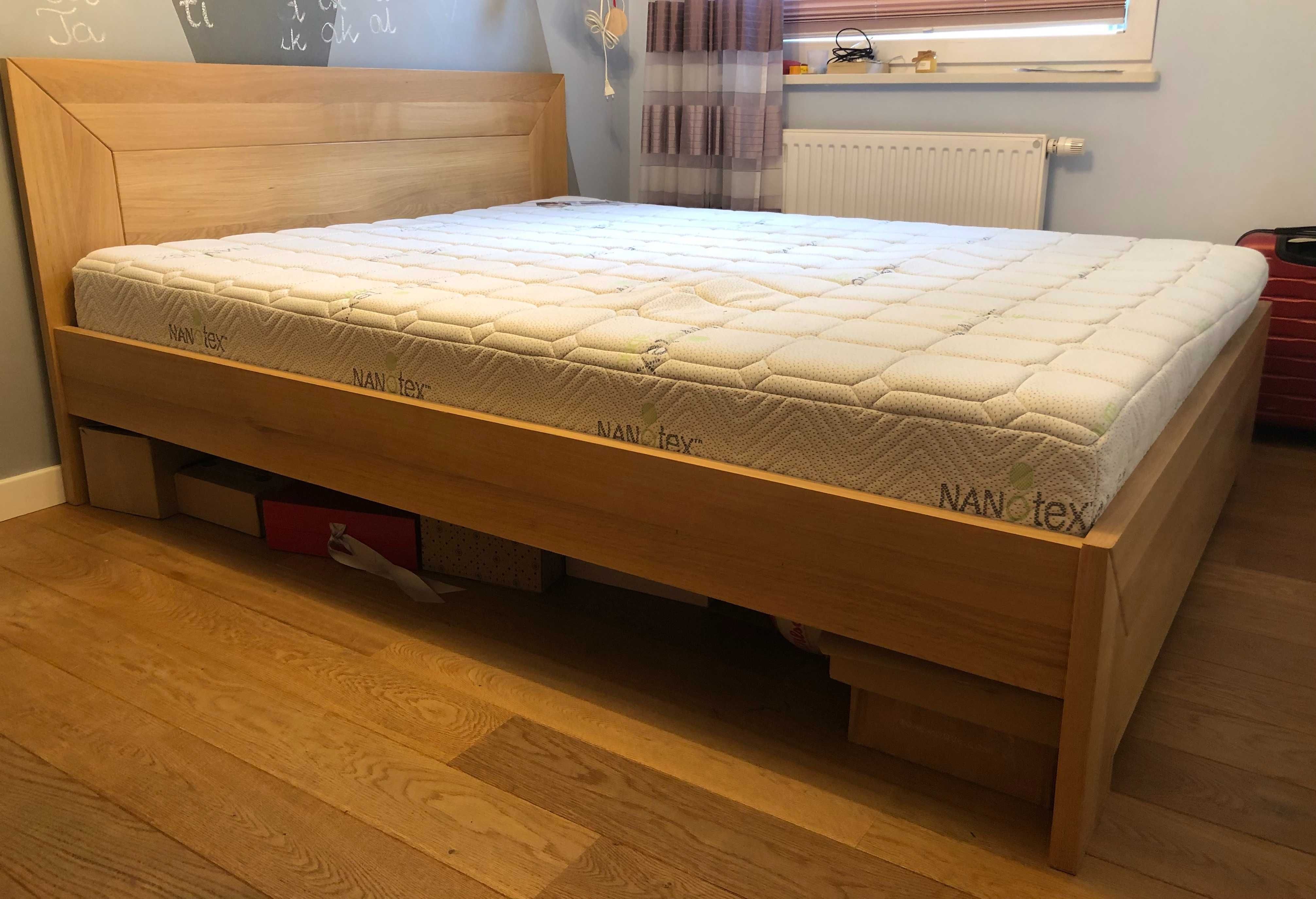 Łóżko LUND drewniane dąb Stelaż Materasso Materac PerDormire