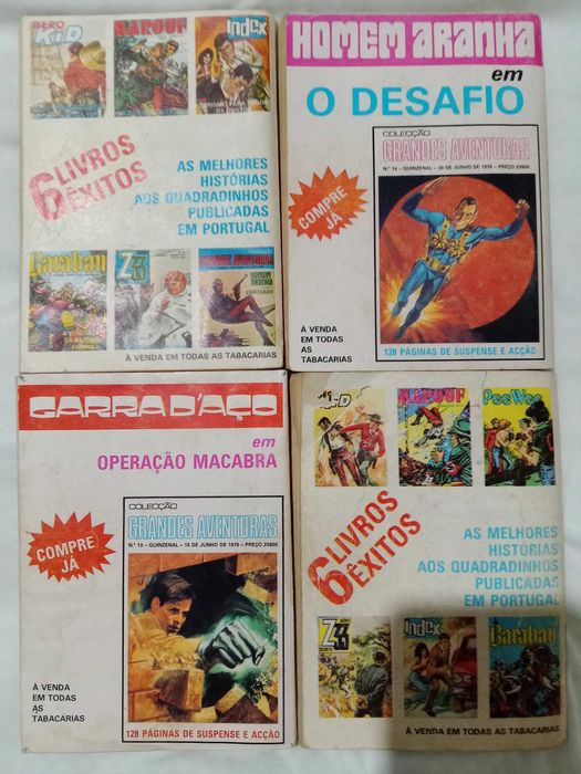 4 Bds antigas "O Aranha e Garra de Aço" col. Grandes Aventuras