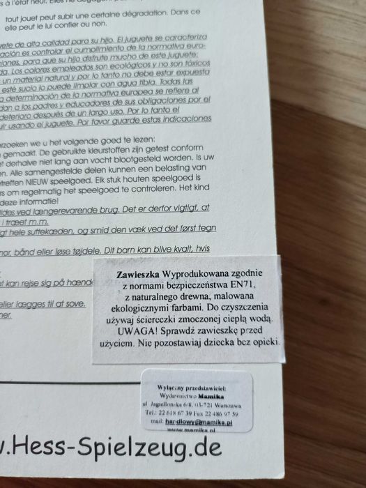 Grzechotka drewniana z firmy Hess Spielzeug