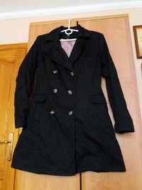 Czarny wiosenny dwurzędowy płaszcz H&M 38 M