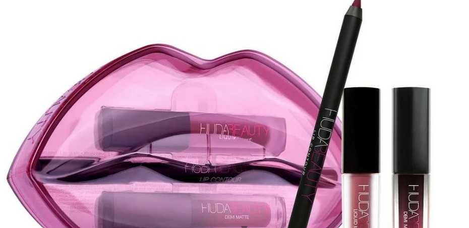 Konturówka i pomadki Huda Beauty Contour & Strobe Lip Set - Famous