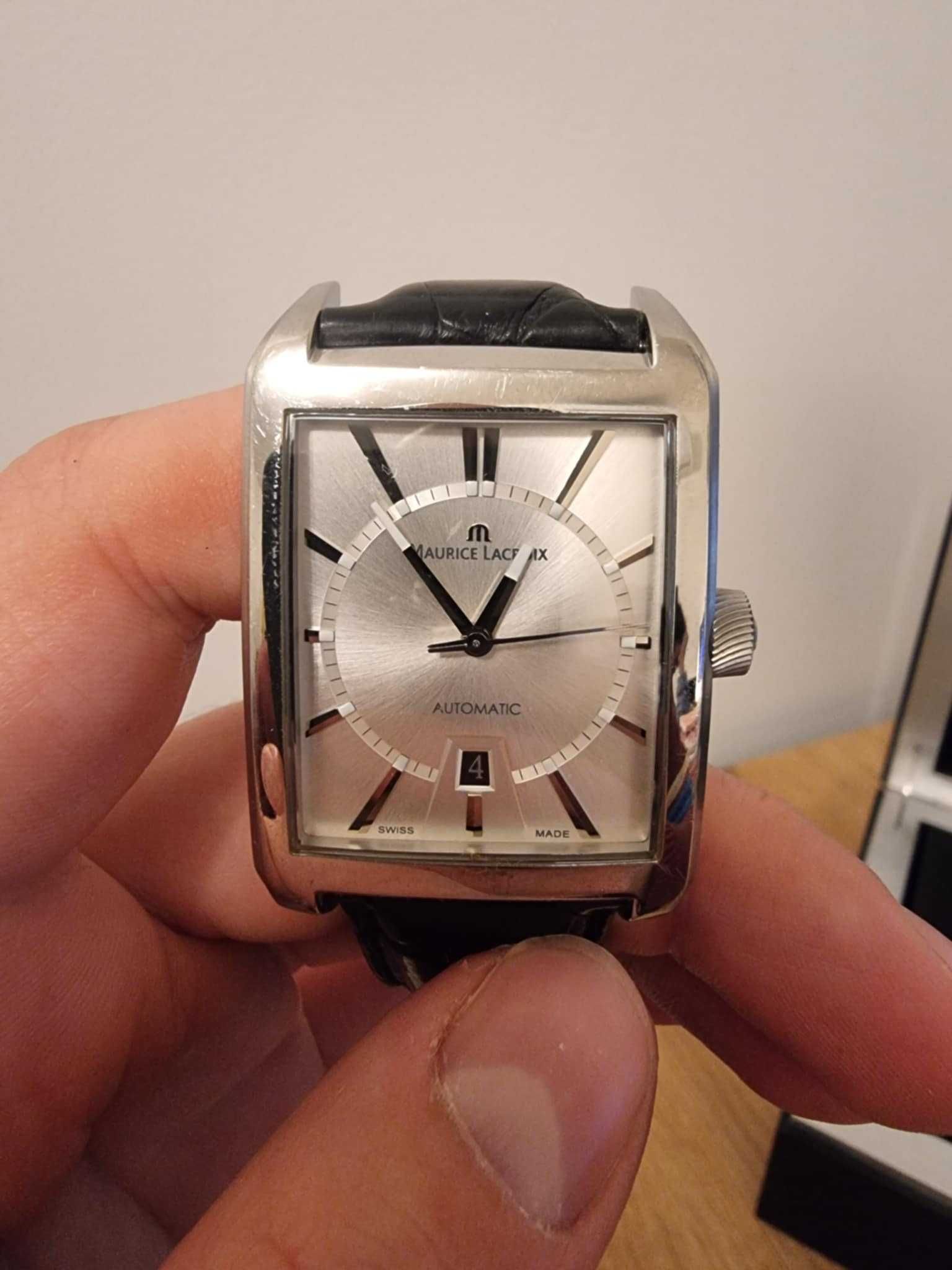 Zegarek Maurice lacroix Pontos Automatic Rectangulaire Date Srebrny
