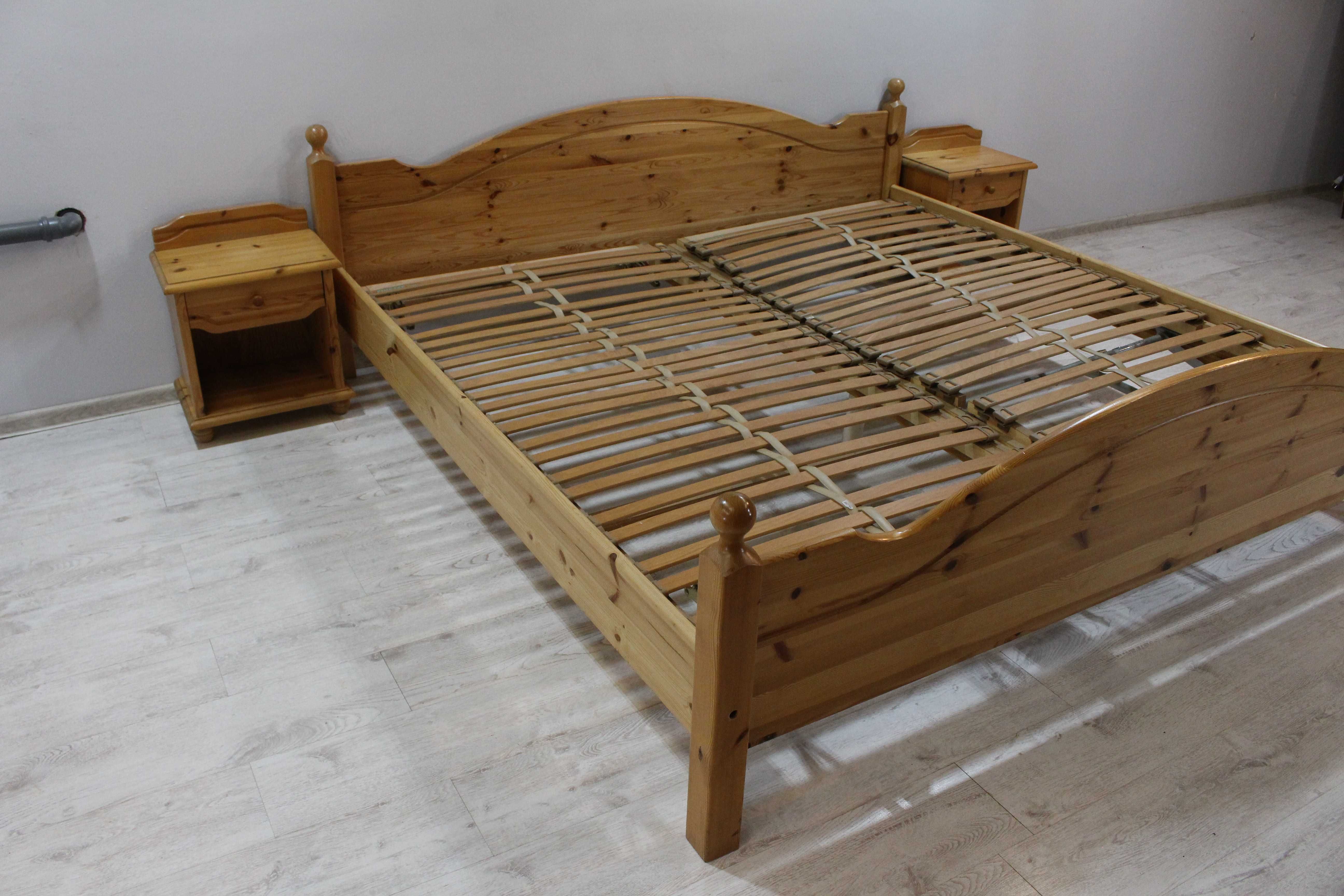 łóżko łoże sosnowe 200/200 szafki nocne 10 r