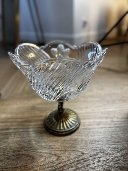 Kryształowa waza owocarka naczynie kryształ złoty vintage antyk