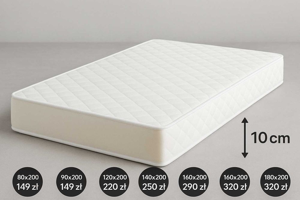 Materac Piankowy + pokrowiec 90x200 120x200 140x200 160x200 180x200