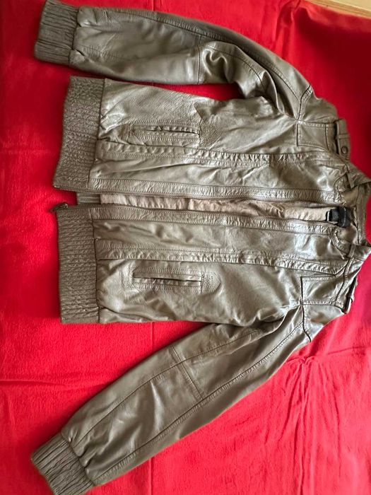 Куртка коротка шкіряна, натуральна шкіра Mango