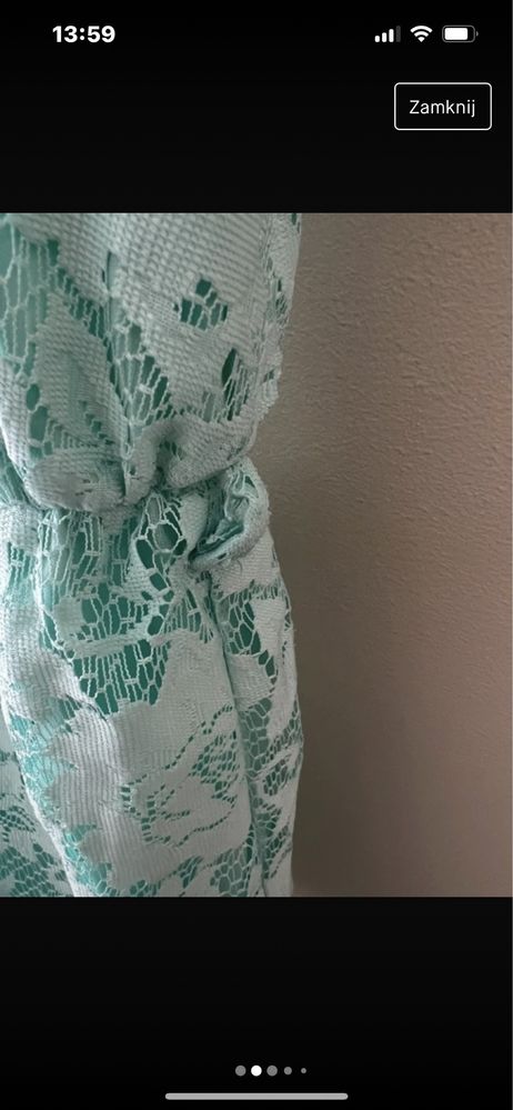 Generation zielona miętowa koronkowa sukienka r. 140-146 cm 10,11 lat