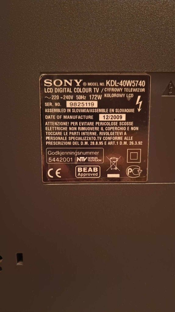 Telewizor 46 cali LCD Sony KDL 32 W 5740