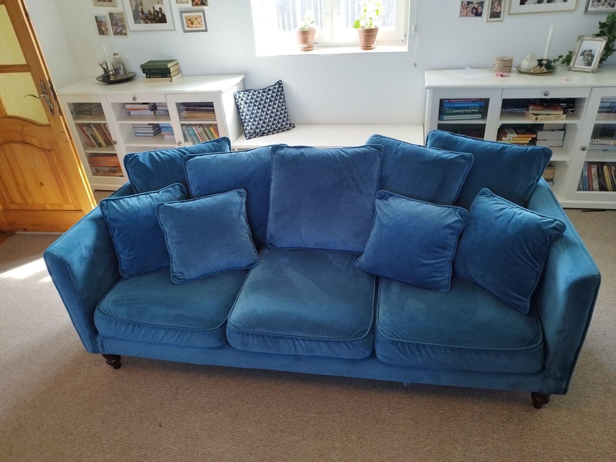 Sofa 3-osobowa welurowa niebieska zielona Fenstad Beliani / 2 sofy