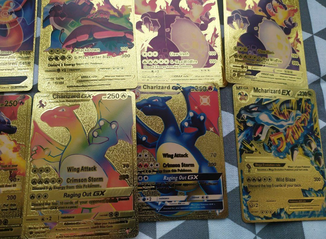 14 шт. Карточки Pokémon Charizard золотые. Золоті картки