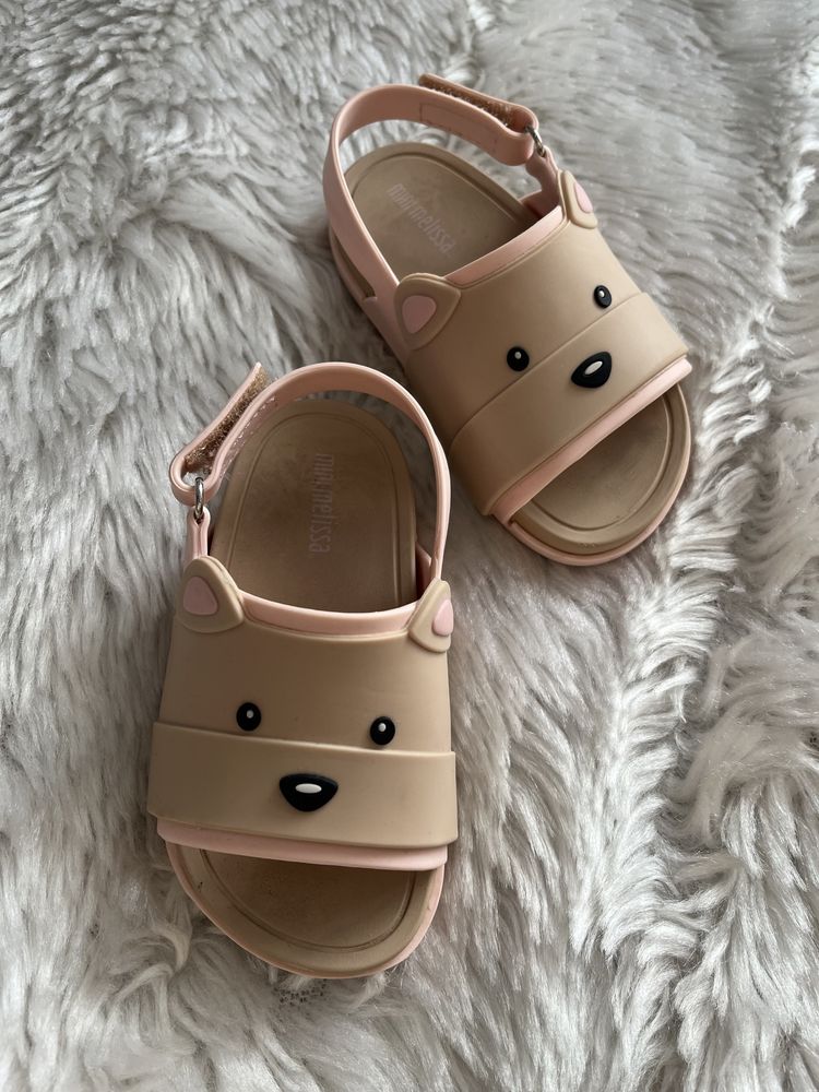 Sandały sandałki beach slide Mini Melissa pachnące 22/23 misie boho