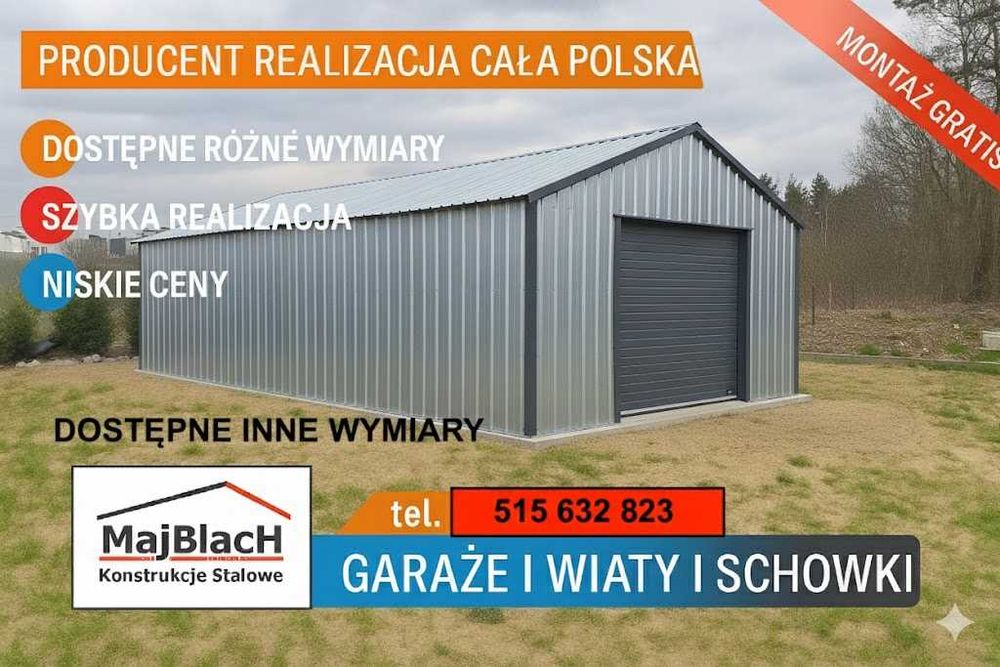 Garaż Blaszany Ocynkowany | MAGAZYN| Schowek| Blaszak| RAL– Maj-Blach