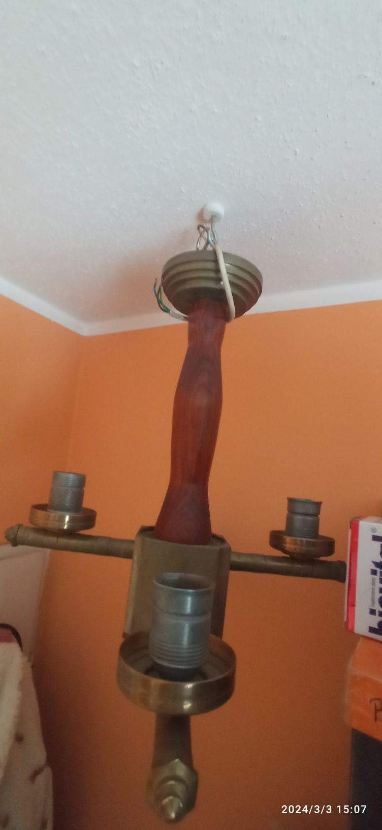 Lampa antyk vintage ręcznie robiona mosiądz