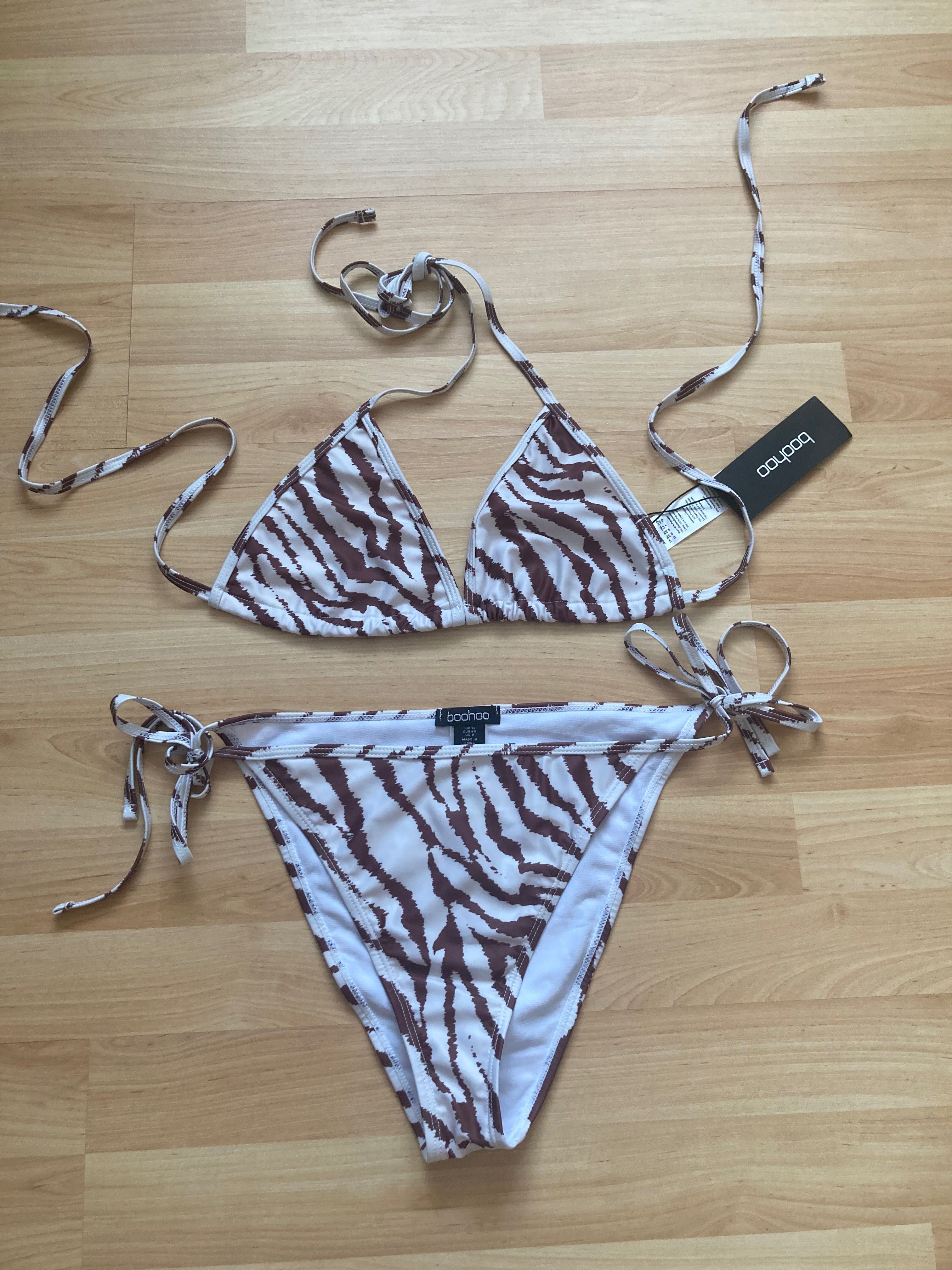 Bikini w tygrysi wzór Boohoo roz. L