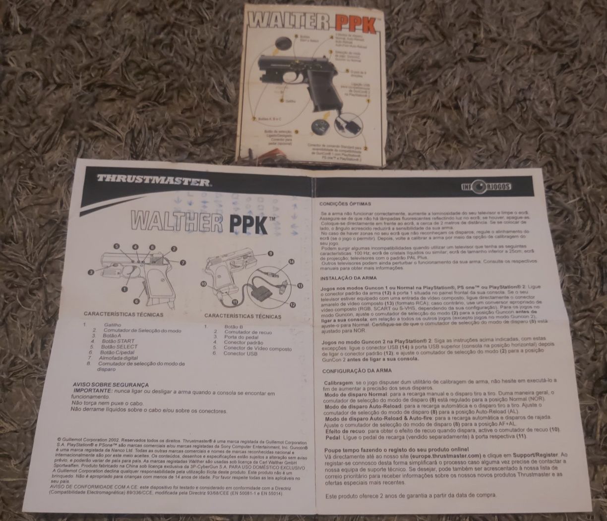 PlayStation 1 e 2 pistola de luz controle G.