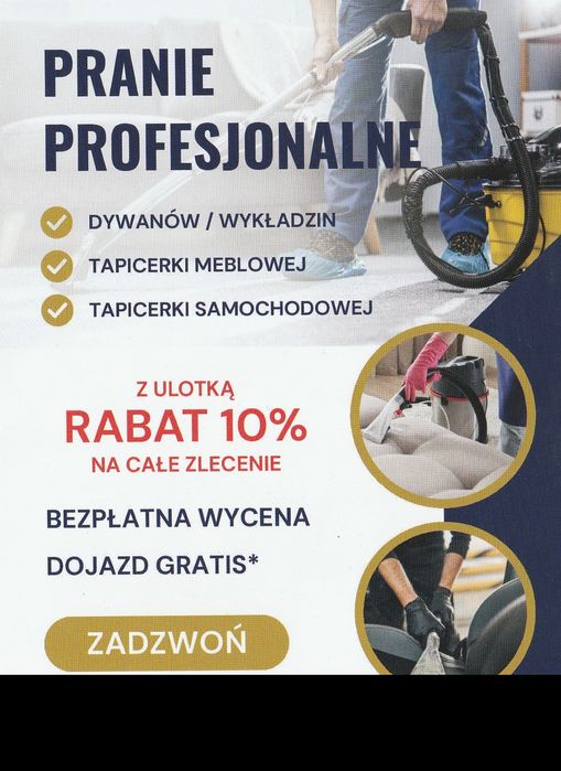 Profesjonalne pranie ! Pranie tapicerki meblowej samochodowej dywany