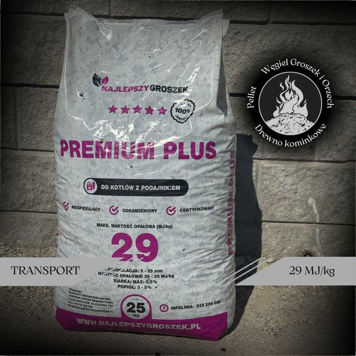 Węgiel Groszek Premium Plus 29MJ Workowany Suchy Transport HURT/DETAL