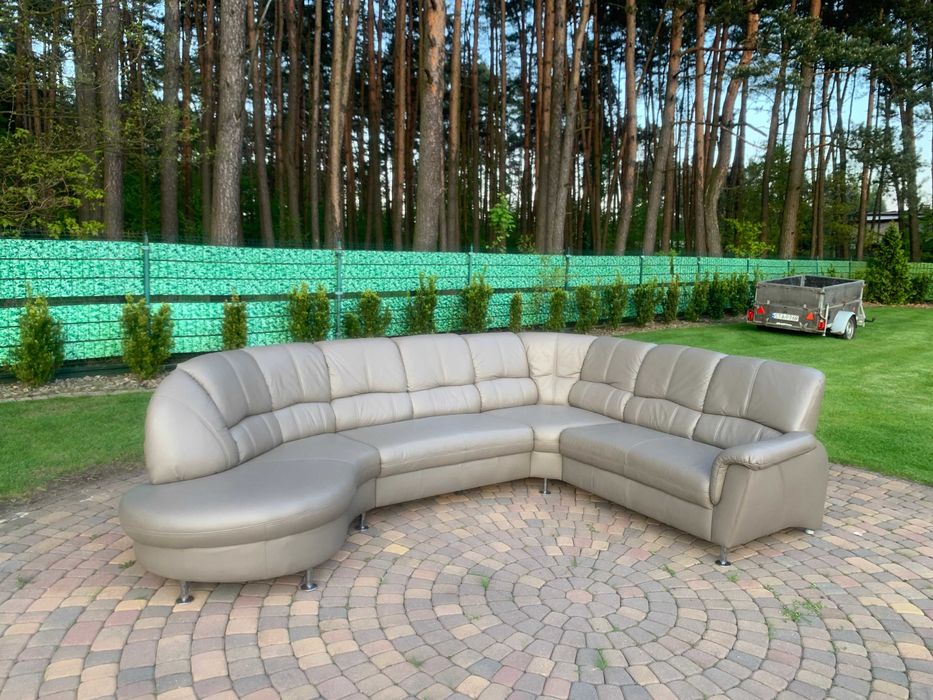 niemiecki narożnik skóra naturalna beige gray 340 x 235