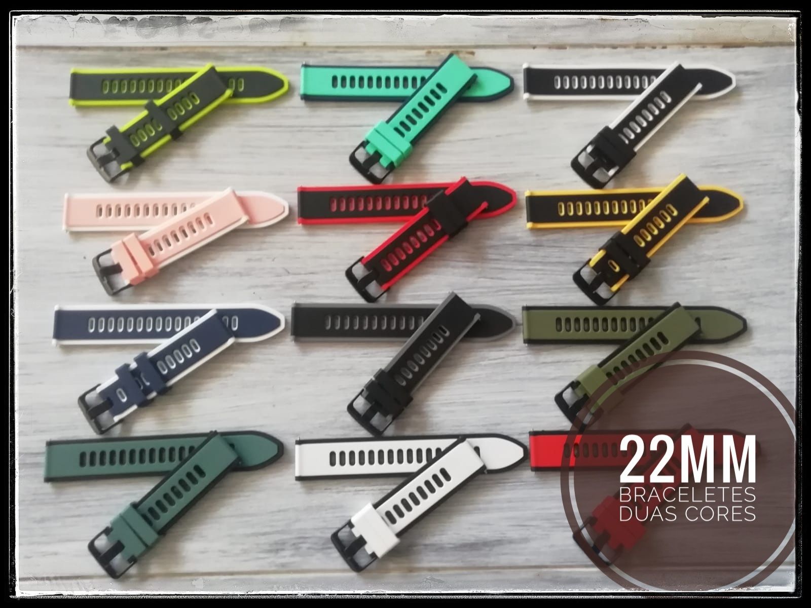 Bracelete  em silicone, 22mm (Novo) varias cores