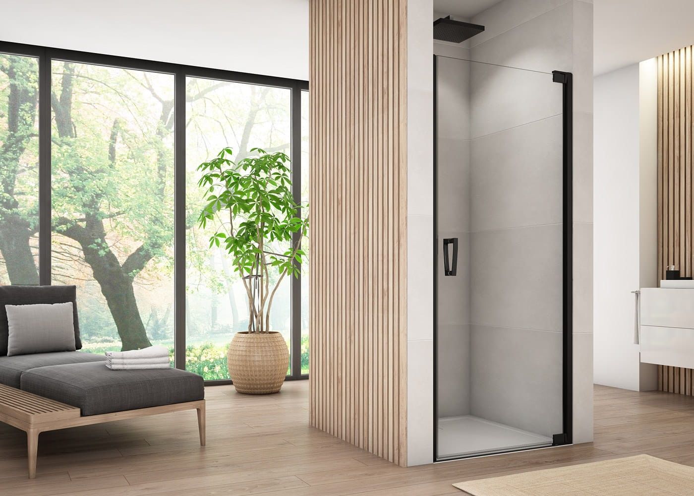 Drzwi prysznicowe Sanswiss Cadura 90x200 czarny mat – nowe, 30% ceny