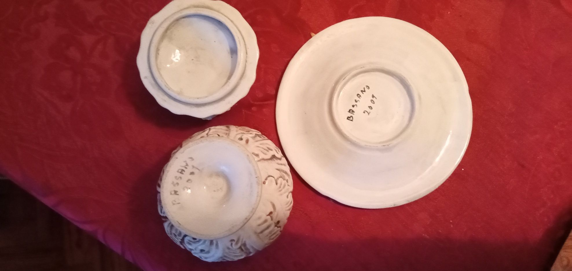 Pote Antigo Porcelana Bassano numerada12E-ToalhaVintage Praia5EDesde2E