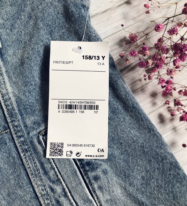 Kurtka jeansowa jasna denim C&A Regular fit, klasyczna r. 158 XS
