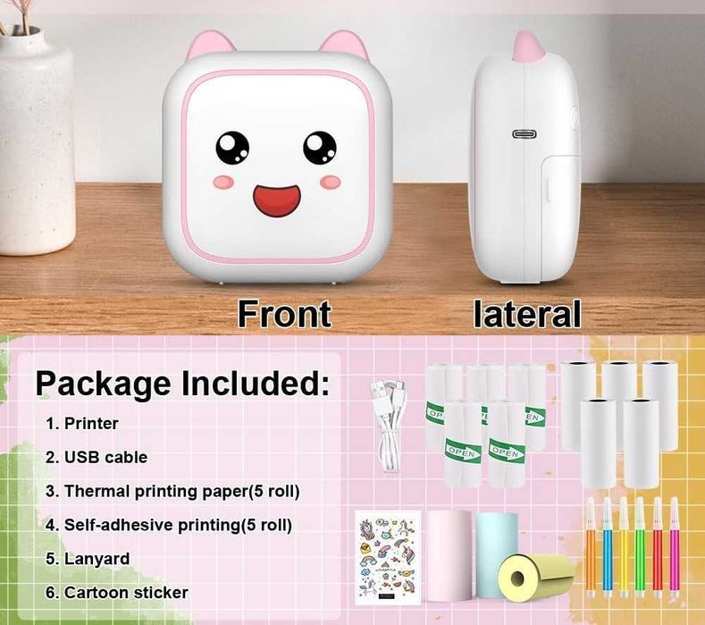 Przenośna Termiczna Drukarka Fotograficzna Aparat Zdjęć Natychmiastowy