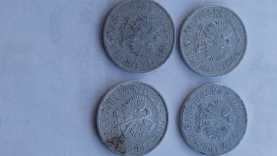 C M018, 20 groszy 1965, 1970, 1972, 1973 zestaw starych monet