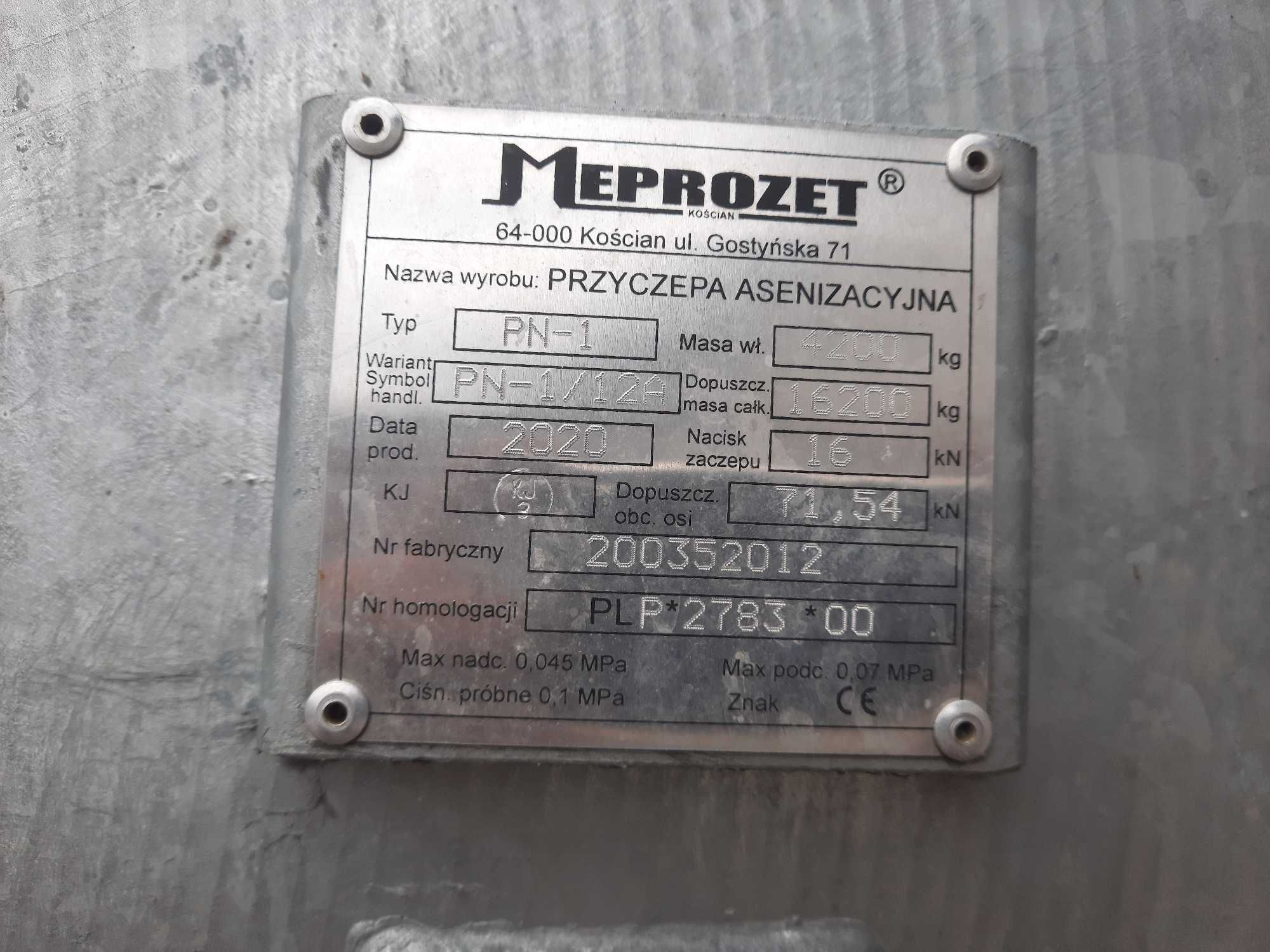 Przyczepa asenizacyjna Meprozet Kościan MIDI 2R 12000 L