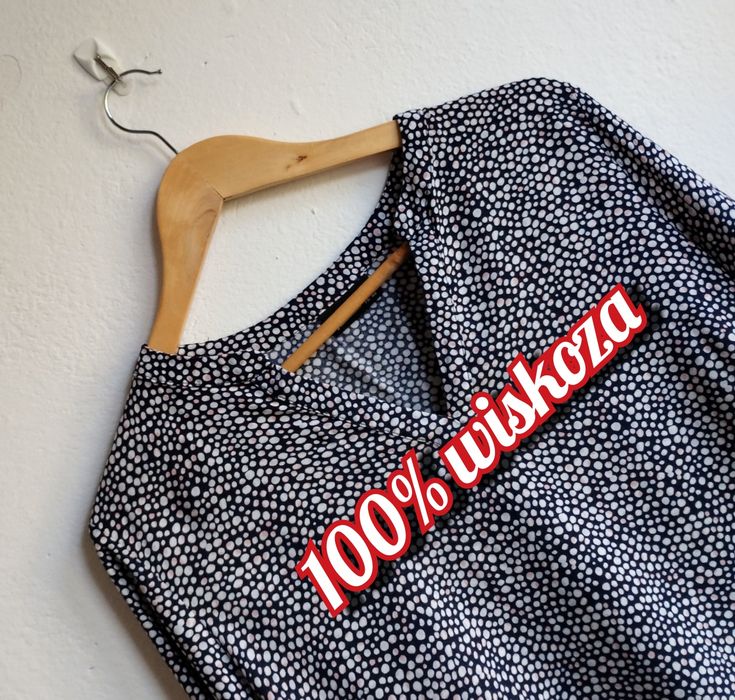 Koszula damska długi rękaw bluzka we wzorek czarna L 40 elegancka