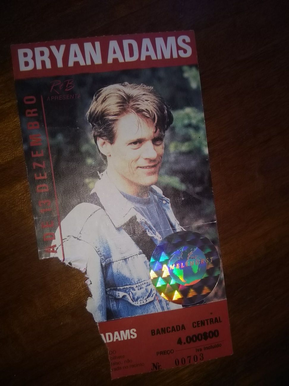 Bryan Adams, concerto Alvalade, 13/12/1991