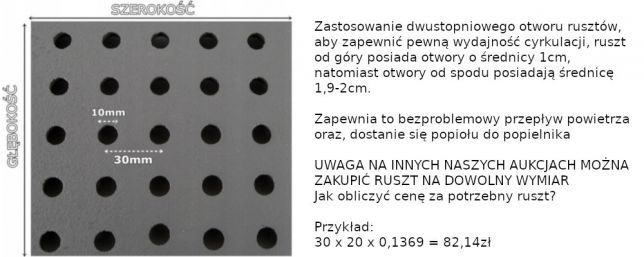 Ruszt żeliwny do kominka kominkowy pieca 30x24