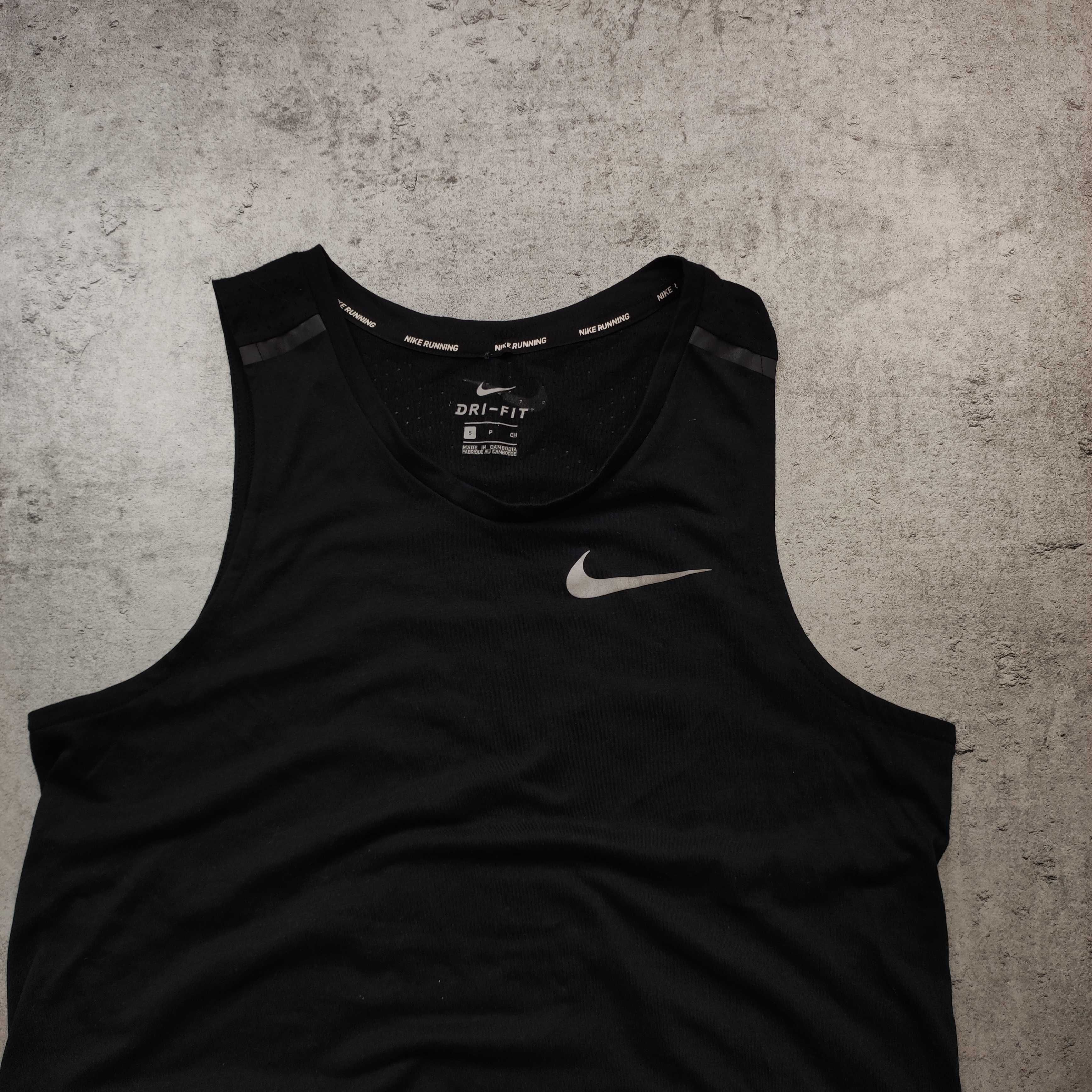 MĘSKA Koszulka Sportowa Bez Rękawków Nike Czarna Dri-Fit Logo Siłownia