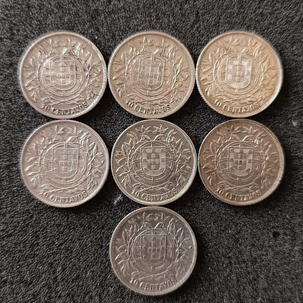 Conjunto 7 moedas de 10 Centavos 1915
