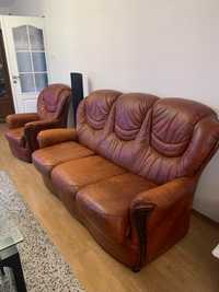 Skorzana sofa + fotele