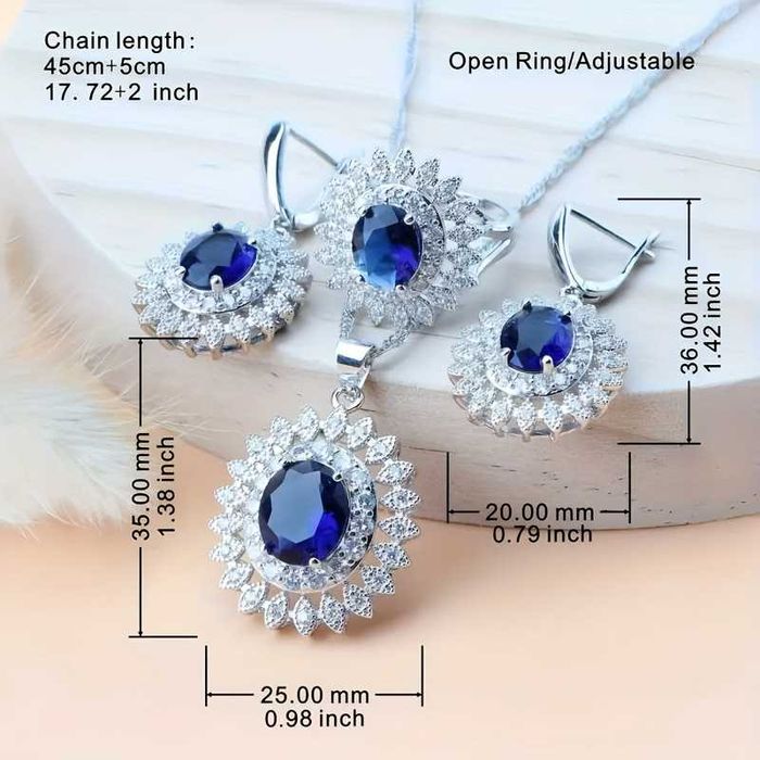 Conjunto de 5 peças de joias de luxo com zircão sintético para mulher