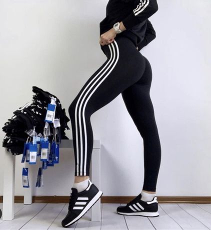 Женские новые лосины леггинсы adidas original черные XS S