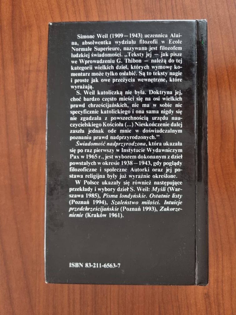 Świadomość nadprzyrodzona. Wybór myśli - Simone Weil
