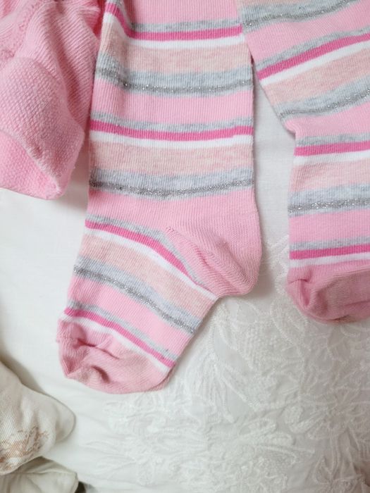 Ciepłe rajstopy 92-98 rajstopki cukierkowy róż w paski
