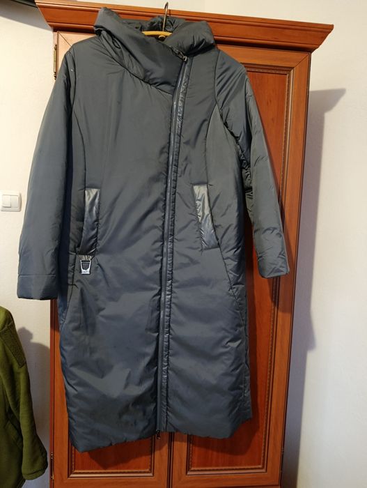 Плащ пуховик сірий