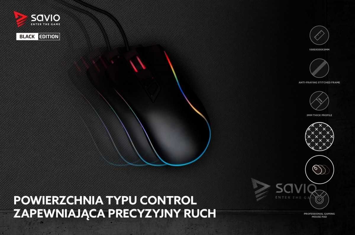 Savio Podkładka pod mysz 1000x500 Black Edition Precision Control XXL