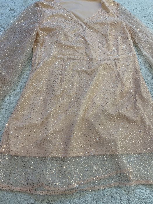Sukienka cekinowa złota/beż SHEIN 1xl nowa