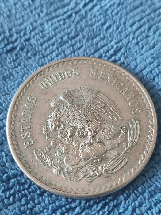 Piękna Srebrna Moneta 5 Peso Meksyk 1949